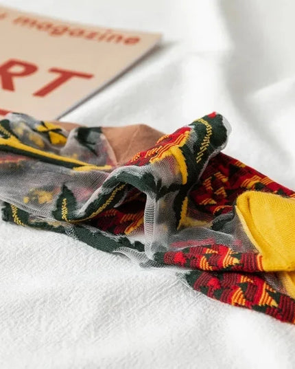 BotaniBabe Sheer Bloom Socks – Embroidered Crystal Silk Socks Dash-4u