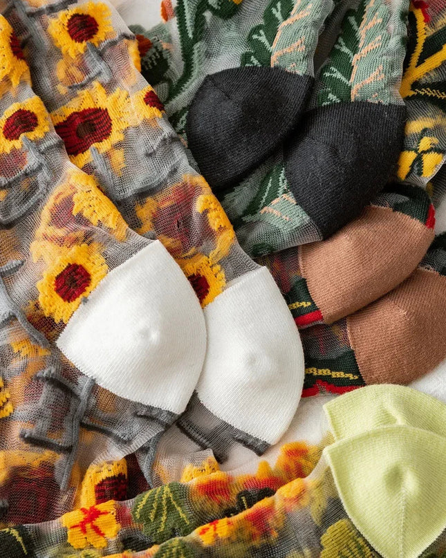 BotaniBabe Sheer Bloom Socks – Embroidered Crystal Silk Socks Dash-4u