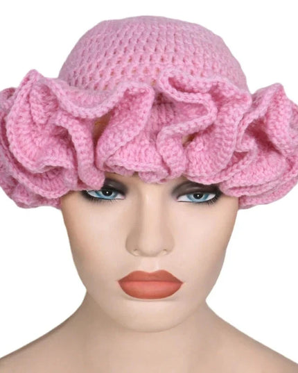 Ruffled Handmade Knit Bucket Hat Dash-4u