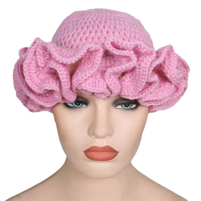 Ruffled Handmade Knit Bucket Hat Dash-4u