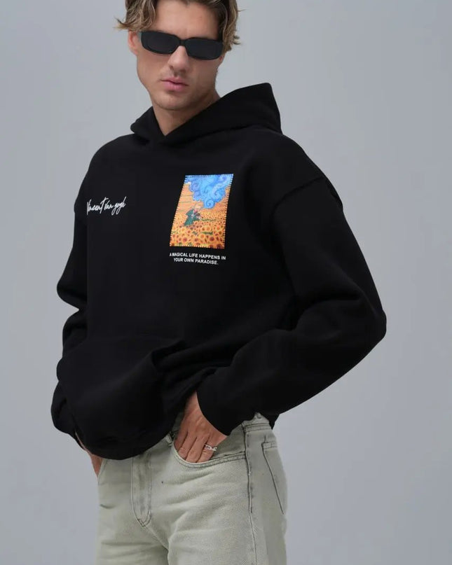 Van Gogh "Starry Night" Graphic Hoodie Withinblack