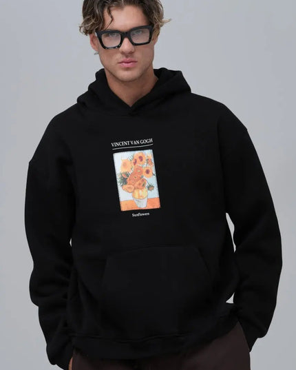 Van Gogh "Sunflowers" Graphic Hoodie Withinblack