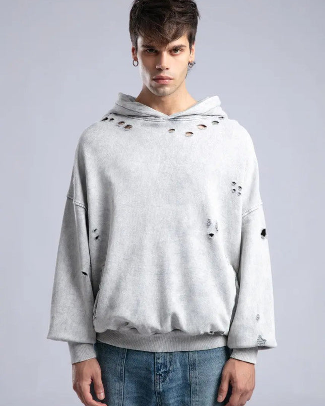 Vintage Distressed Hoodie - Oversized Washed Pullover Sweatshirt Dash-4u