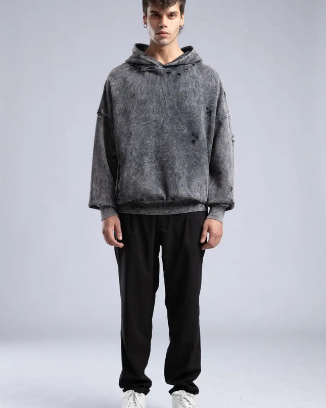 Vintage Distressed Hoodie - Oversized Washed Pullover Sweatshirt Dash-4u