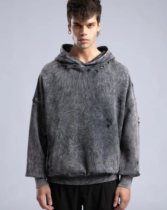Vintage Distressed Hoodie - Oversized Washed Pullover Sweatshirt Dash-4u