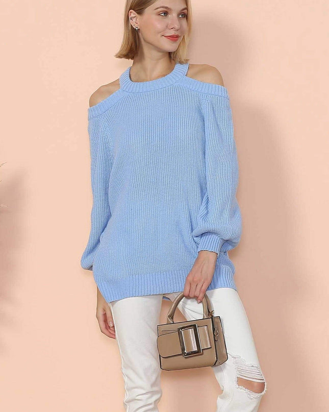 Halter Neck Knitted Semi Backless Pullover Dash-4u