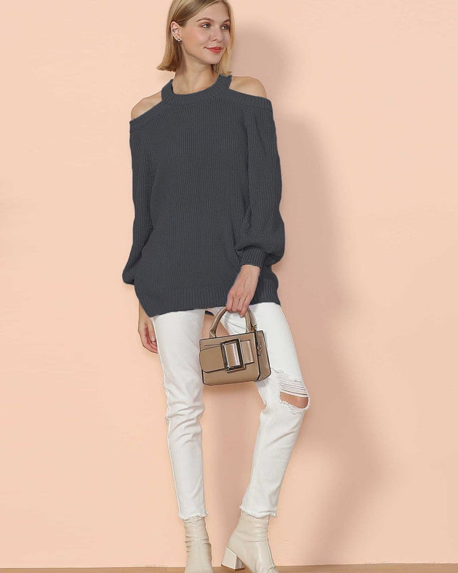 Halter Neck Knitted Semi Backless Pullover Dash-4u