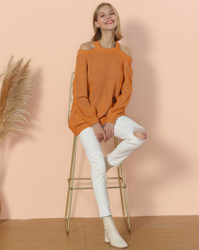 Halter Neck Knitted Semi Backless Pullover Dash-4u