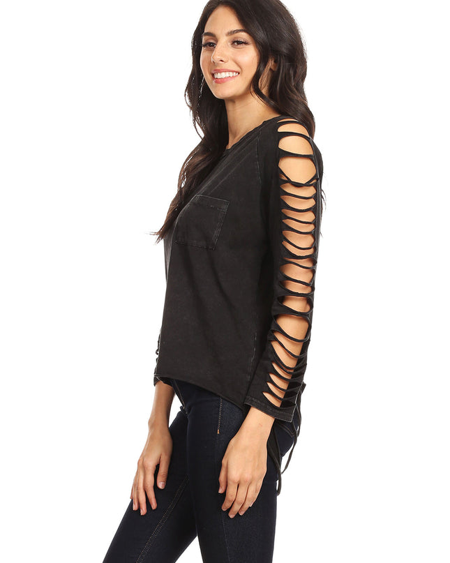 Ripped Long-Sleeve Pullover Top Dash-4u