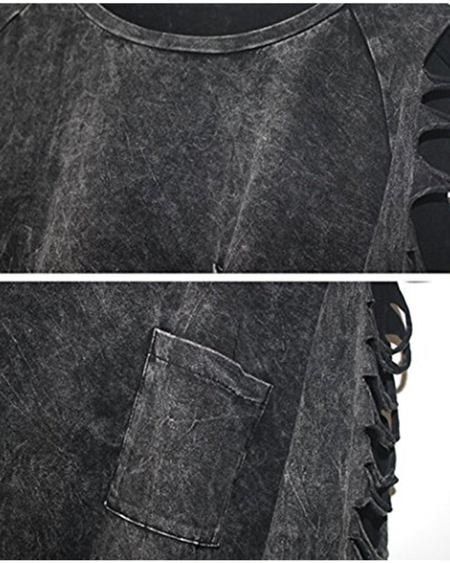 Ripped Long-Sleeve Pullover Top Dash-4u