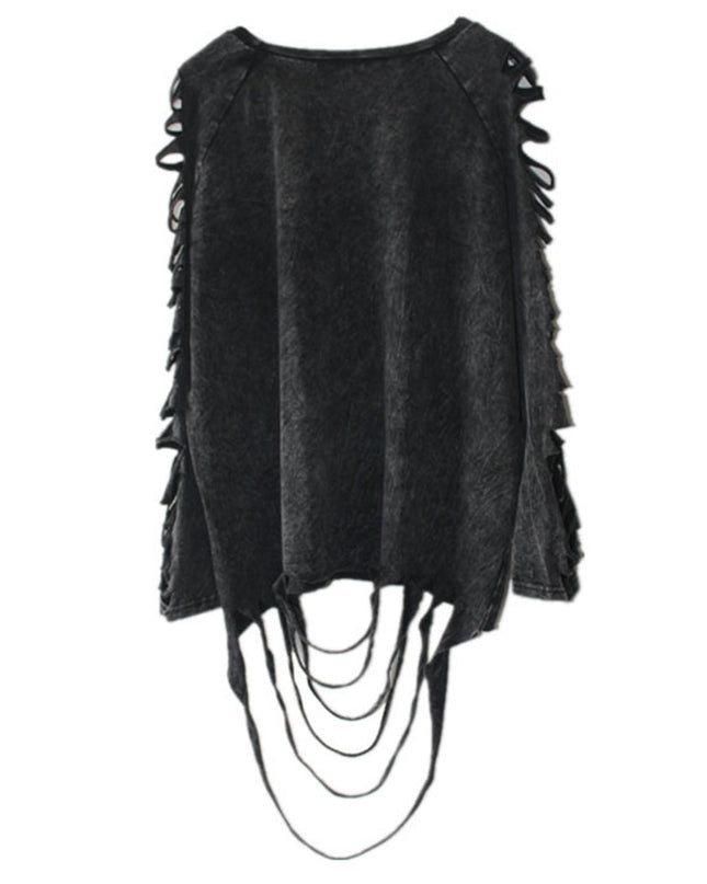 Ripped Long-Sleeve Pullover Top Dash-4u