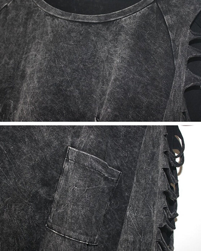 Ripped Long-Sleeve Pullover Top Dash-4u