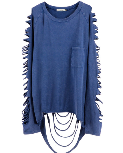 Ripped Long-Sleeve Pullover Top Dash-4u