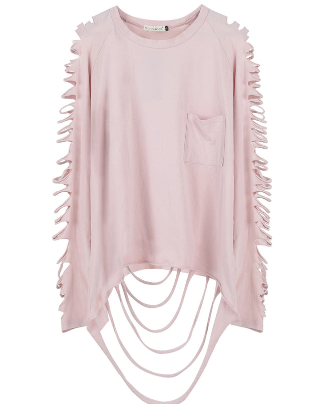Ripped Long-Sleeve Pullover Top Dash-4u