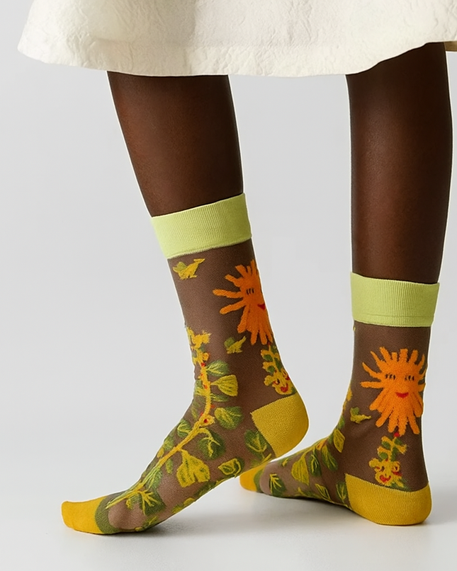 BotaniBabe Sheer Bloom Socks – Embroidered Crystal Silk Socks Dash-4u